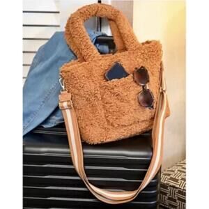 Bumble Bella by Jill Martin Sherpa Bag Brown Tan Fuzzy Plushie Crossbody New